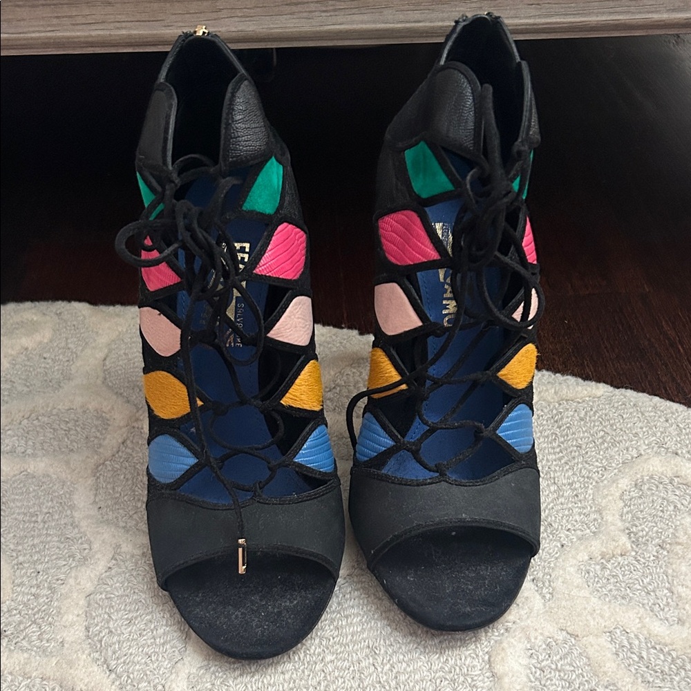 Salvatore Ferragamo Multicolor Lace-Up Heels
